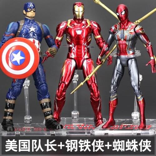 Original Hasbro Marvel Action Iron Man Avengers Hand-made Decoration Spiderman Toy Captain America Hulk Thanos Anime Figures