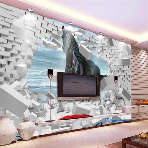 Beibehang Custom 3D Wallpaper 3D Horse Pentium Art TV Background Living Room Bedroom Wallpaper