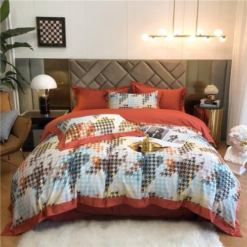 Nordic Brief Bed Linen Duvet Cover Tribute Silk Printed Cotton Bedding Sheet Set Quilt Cover