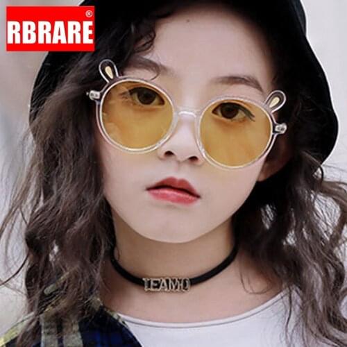 RBRARE Round Sunglasses Children Cute Sun Glasses for Kids Classic Brand Designer Eyeglasses Pink Goggle Shades for Boy Girl