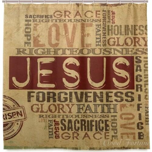 Jesus He is Risen Religious Shower Curtain Waterproof Polyester Bathroom Décor