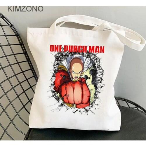 One Punch Man Saitama shopping bag cotton handbag eco shopping canvas bag string bolsas reutilizables shoping sac toile