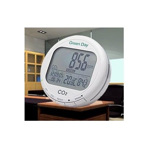 Indoor Air Quality Tester Carbon Dioxide Detector CO2 Gas Detector 3in1 Temperature Humidity Meter CO2 Monitor Green Day AZ7788