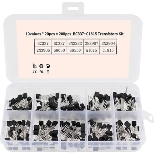 Triode Transistor 10Values*20pcs=200pcs BC337 BC327 2N2222 2N2907 2N3904 2N3906 S8050 S8550 A1015 C1815 Transistor kit TO-92