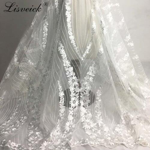 1yard high-end New-style double-sided polyester embroidered flower lace fabric diy wedding dress accessories