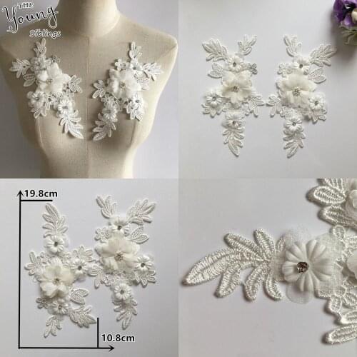 High quality White 3D Flower Lace Collar Venice Applique Neckline Embroidery DIY Sewing lace Fabric Wedding dresses Accessories