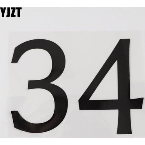 YJZT 16.2CM×11.8CM Fashion Numbers 34 Motorcycle Decal Black/Silver Visible Car Stickers 13D-0803