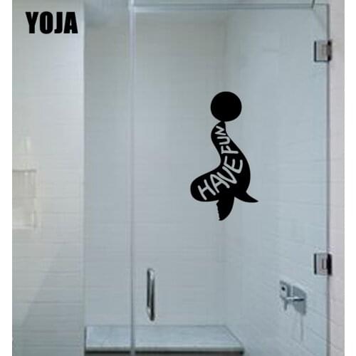 YOJA 27x14.3CM Cute Seal Home Room Decoration Wall Sticker Bathroom Shower Decal G2-0433