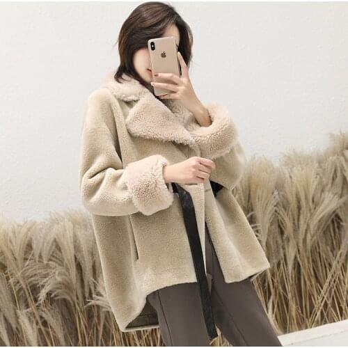 Fad Autumn Winter Jacket Women 100% Wool Coats and Jackets Women Outwear Real Sheep Shearling Fur Coat A255