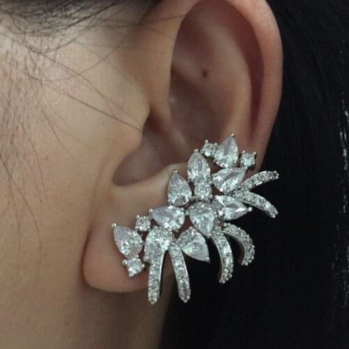Fashion unique design jewelry brinco copper base AAA cubic zironia spider shaped inspire stud earring ear cuff for women