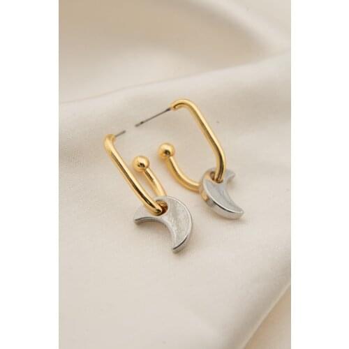 Women Month Detailed Ring And Hook Model Earrings