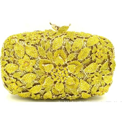 Women golden Crystal Evening Clutch Purse Hard Case Metal Minaudiere Handbag Bridal Wedding Party Bag for lady Christmas bags