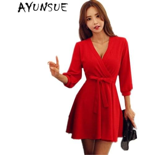 V-neck Robe Sexy Slim Lantern Sleeve Red Dress Summer Plus Size Dresses For Women 4XL 5XL 6XL Elasticity Vestidos Mujer FYY432