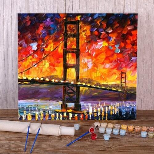 Golden Gate Bridge Coloring By Numbers Painting Set Oil Paints 50*70 Paiting By Numbers Paintings Children Drawing