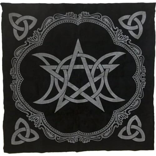 1x Altar Tarot Place Card Fabric Pentagram Divination Tapestry 19:29 in Black