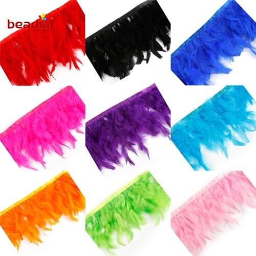1 meter 10 colors Natural Turkey Feather Trimming Height 10-15cm Feathers Ribbon For DIY Wedding Party Dress Decoration Craft