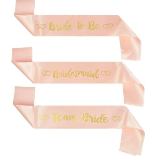 1pc Rose Gold Bride To Be Shoulder Strap Bridesmaid Hen Party Decorations Bronzing Etiquette Belt Wedding Bridal Shower Supplies