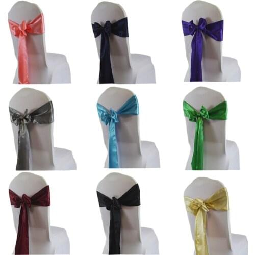 10pcs 15*275cm Satin Chair Sash For Wedding Birthday Christmas Halloween Baby Shower Party Bow Tie Chairs Decorations Royal Blue