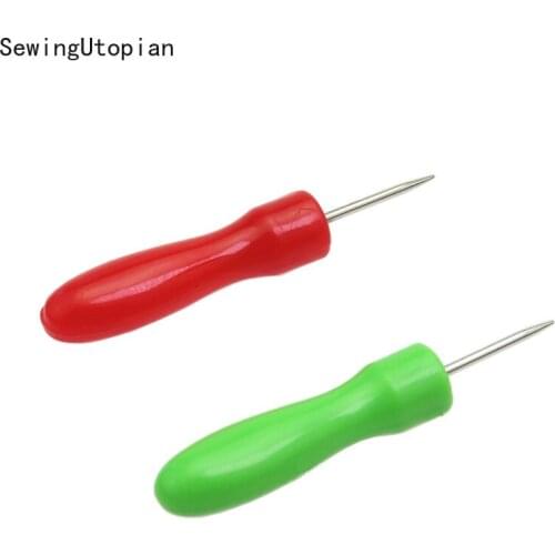 10PCS Plastic Handle Leather Awl Tools Hole Punching Hand Stitcher Stitching Leathercraft Sewing Needle Tool Color Random