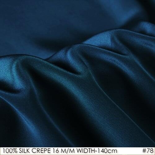 100% SILK CREPE DE CHINE 140cm width 16momme Natural Silk Patchwork Fabrics Teal Blue NO78