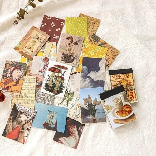 100Pcs Retro Decorative Material Paper Plant Memo Pad Scrapbook Material Set DIY Diary