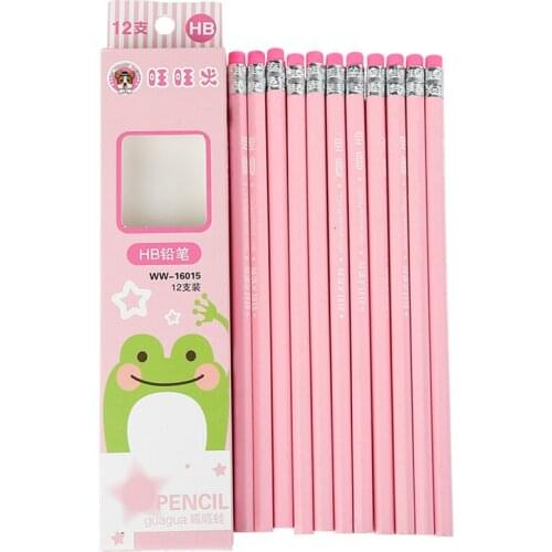 12PCS/Set Natural Wood Pencil HB Pencil with Eraser Head Non-toxic Hexagonal Pencil for Writing, Drawing Student, Office Supply