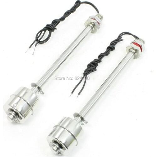2 Pcs / Lots x ZS15010 Fish Tnak Pool Liquid Water Level Sensor Vertical Stainless Steel Float Switch Silver Tone