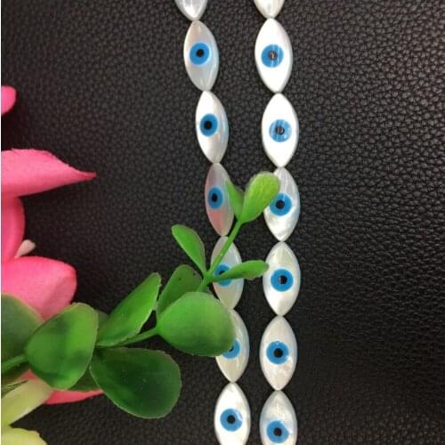 20pcs Free Shipping Natural Mother Of Pearl Shell 8*16mm Marquise Evil Eye Shape Length Hole Shell Beads For DIY Jewelry