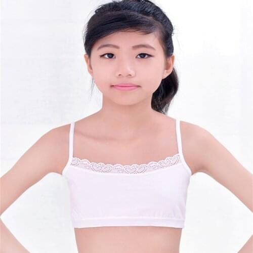 3pc/Lot Young Girls Lace Bra Puberty Teenage Soft Cotton Underwear Training Bra Crop Top 8-14years