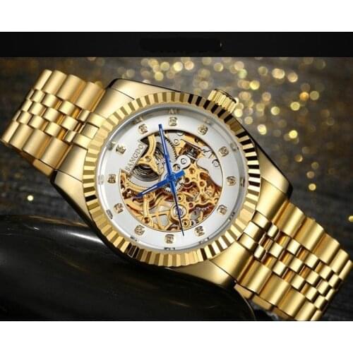 38mm Sangdo Luxury watchesho llow out Automatic Self-Wind movement Mechanical watches Plating 18K Gold color Mens watch SD054S