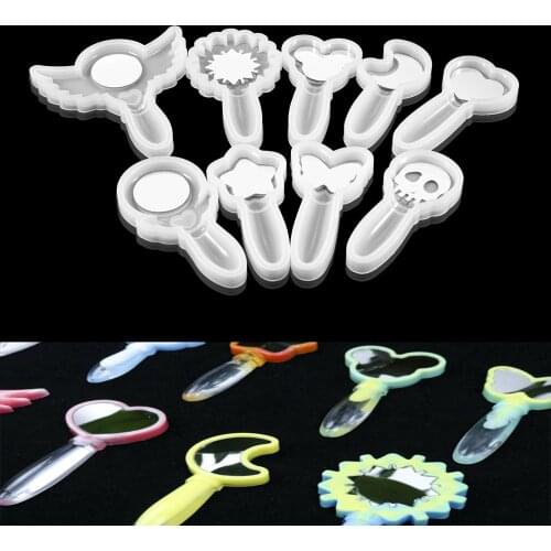 9Style Magic Fairy Makeup Hand-held Mirror Silicone Resin Mold DIY Magic Wand Transparent Epoxy Resin Mold For DIY Jewely Making