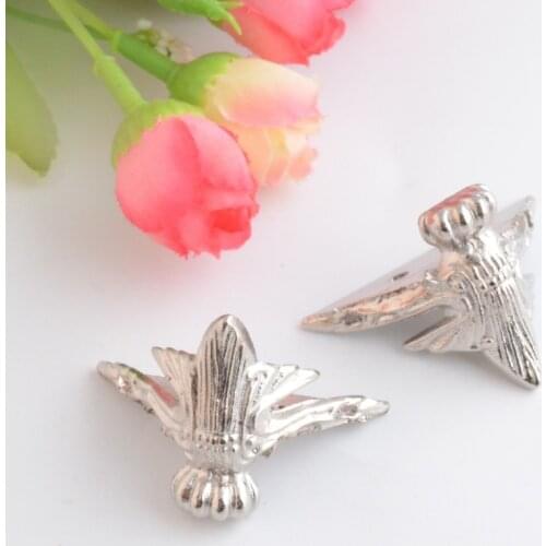 Free shipping 4Pcs Silver Tone Jewelry Gift Box Wood Case Decorative Feet Leg Corner Protector 29x31mm J3087