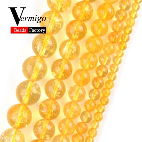 Natural Citrines Round Stone Beads For Jewelry Making DIY Necklace Bracelet 4mm-12mm Spacer Loose Beads 15" Wholesale