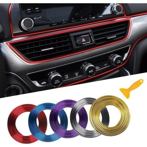 5M Car Door Dashboard Chrome-plated Insert Trim Anti-collision Styling Interior Decorative Universal Accessories with Scraper
