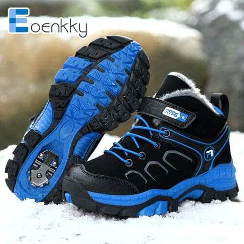 Children Casual Shoes Winter Fur Warm Non-Slip Boys Sneakers Kids Outdoor Waterproof Walking Shoes Tennis Sneakers for Girls New