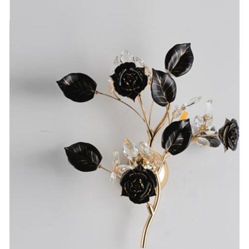 European Style Retro Lamp Ceramics Bedside Lamp Room Wall Lamp Hotel Cafe Flower Crystal Lamps Wall Sconce Lighting Fixture