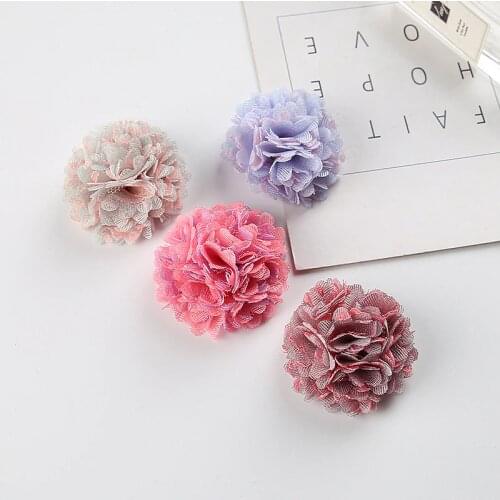 Colorful Chiffon Fabric Flowers For Children Accessories Artificial Rolled Satin Flowers For Baby Headband