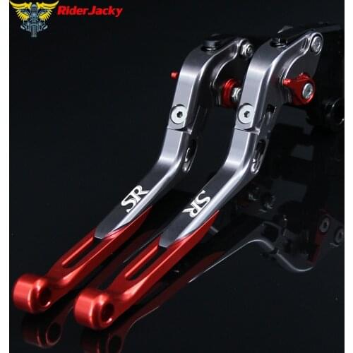Logo SR Red Titanium For Yamaha SR250 SR 250 1991-1996 CNC Folding Extendable Motorcycle Brake Clutch Levers
