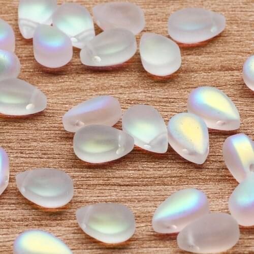 Matte White AB Water Drop Shape Glass Beads 6x9mm Czech Glass Beads For Jewelry Making DIY Handmade Necklace Bracelet Supplies