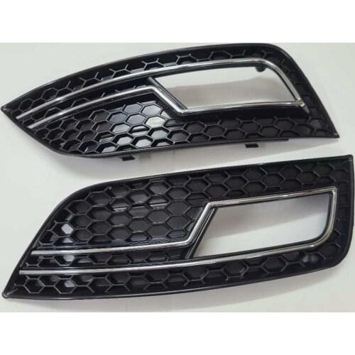 Matt Black Honeycomb Style Fog Light Grille With Chrome Trim For Audi A4 B8