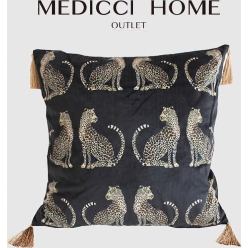 Medicci Home Tassels Throw Pillow Cover Leopard Cheetah Wildlife Animals Print Square Cushion Case For Couch Sofa Free Shipping