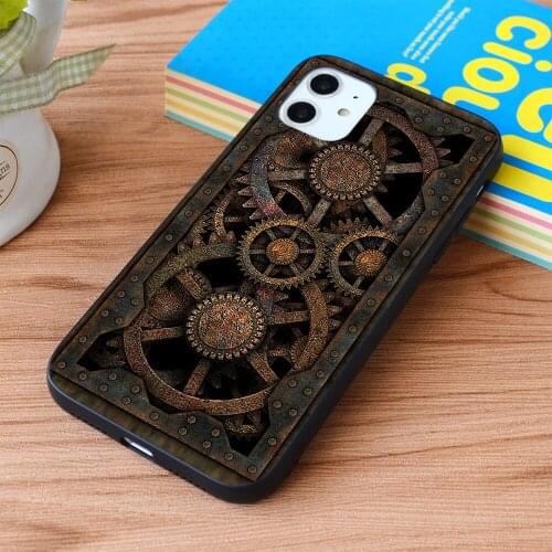 For iPhone Infernal Steampunk Gears Vintage Steampunk phone Soft TPU border Apple iPhone Case