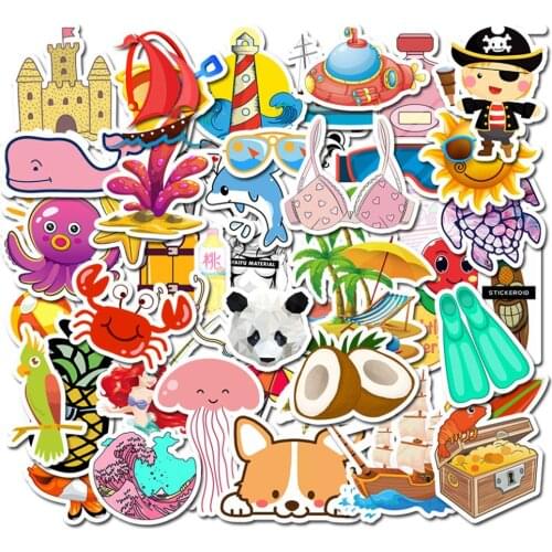 50PCS Pack Cool Summer PVC Cartoon Stickers Computer Decals DIY On The Laptop Fridge Phone Skateboard Suitcase Luggage Sticker