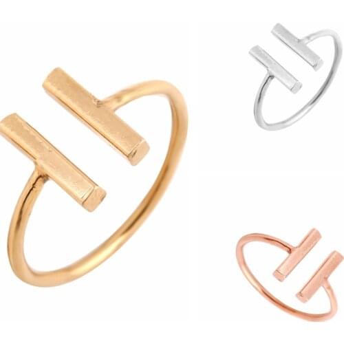 Oly2u New Fashion Simple Double Bar Adjustable Ring Midi Ring for Women -R115