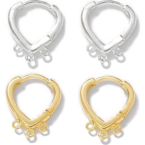 Factory wholesale Gold and Silver Color Brass heart-shaped Ear Buckle Earring Jewelry Making Supplies Diy Accessories