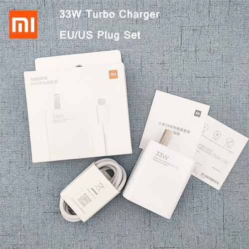 Original 33w Charger Xiaomi EU/US Turbo Charge Type C Cable For MIUI Redmi Note 9pro POCO X3 NFC Mi 10 9 9T Pro Note10 10X LITE