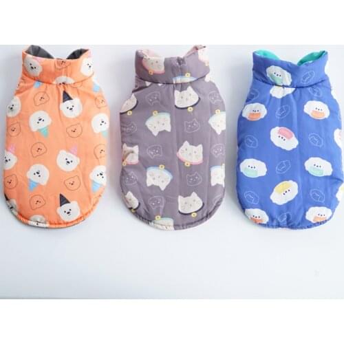 Autumn Winter Pet Dog Clothes Warm Double-sided Print Vest Pet Clothing for Chihuahua French Bulldog Pet Puppy Dog Coat Outfits