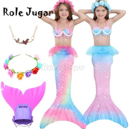 Girls Dress the Little Mermaid Tail + Bra + Shorts Bikini Swimsuit Copslay Costume Can Add Monofin Fin Birthday Gifts C67C94