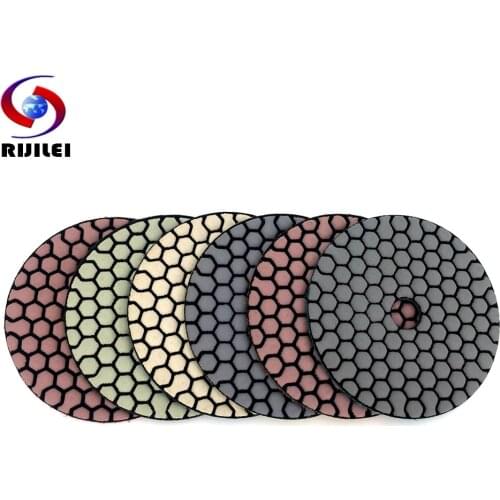 RIJILEI 6 Pcs 100mm Dry Polishing Pad 4 Inch Sharp Type Diamond Polishing Pads For Granite Marble Sanding Disc Stone