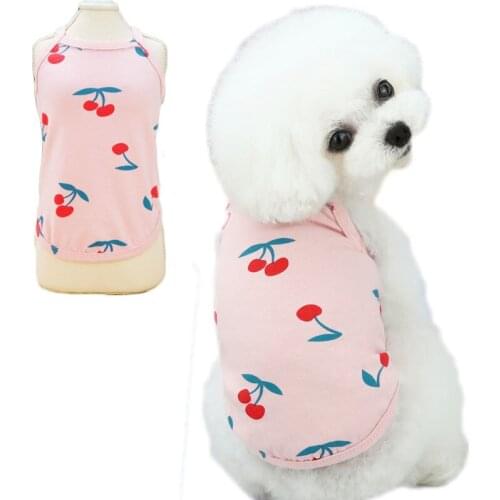 Sexy Tshirt For Dogs Cherry Pattern Sling Vest Shirt Pet Clothes Cool Shirt Hoodie Summer For Yorkie Terrier Sweatshirt Clothing